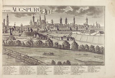 Panoramisch uitzicht op Augsburg door Johann Thomas Kraus